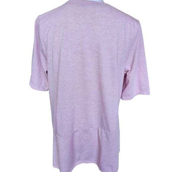 Women Sz 14/16 Pink Soft Lagenlook Asymmetrical Crew Neck Tee Shirt Lane Bryant - Picture 2 of 9